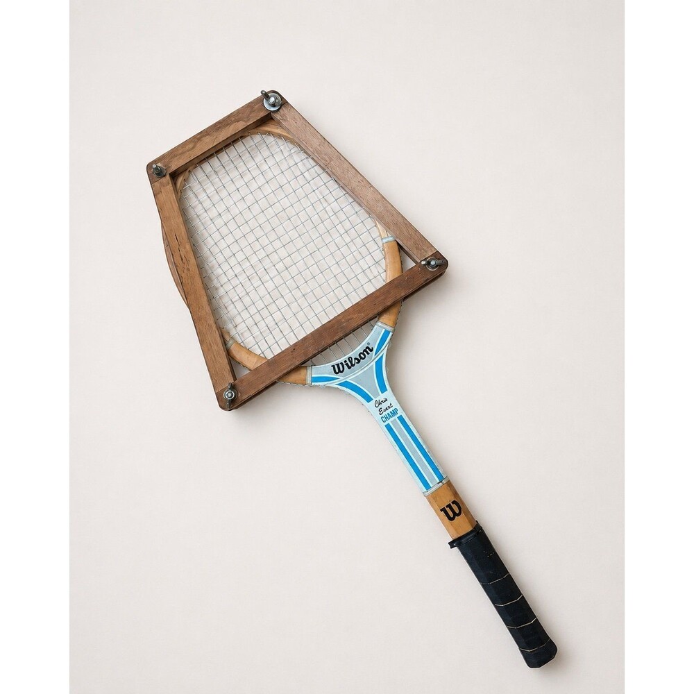 Vintage Wilson Chris Evert Champ Wood Tennis Racquet Racket w/ Wooden Press